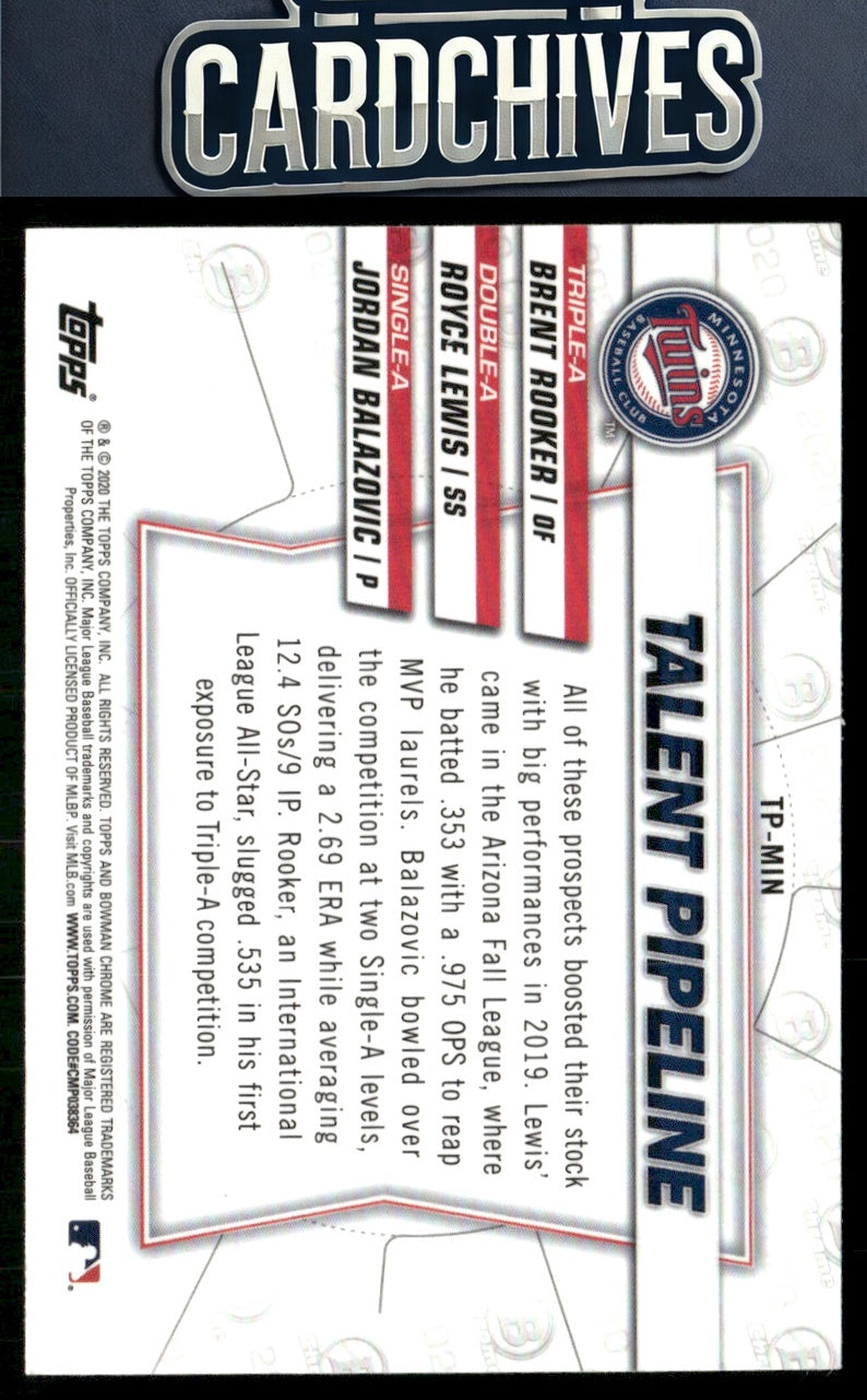 Brent Rooker / Lewis / Balazovic 2020 Bowman #TP-MIN Chrome Talent Pipeline