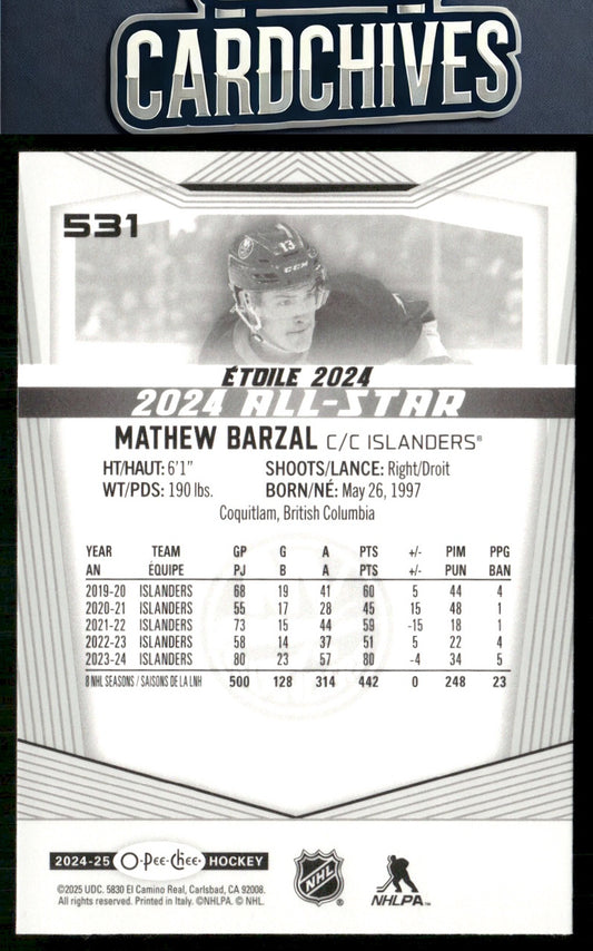 Mathew Barzal 2024-25 O-Pee-Chee #531