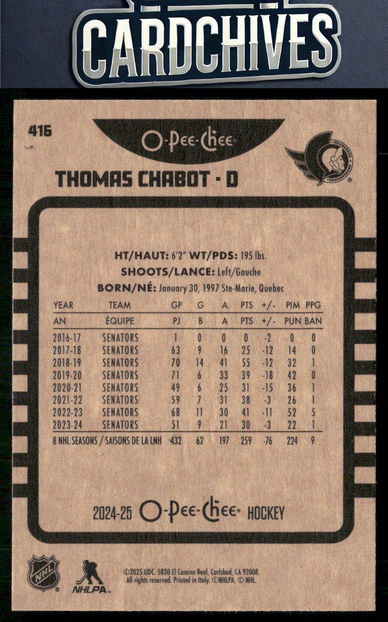 Thomas Chabot 2024-25 O-Pee-Chee #416 Retro