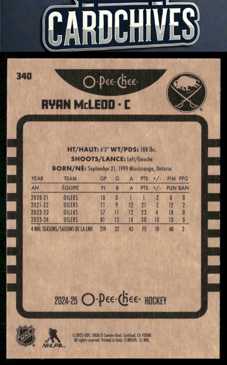 Ryan McLeod 2024-25 O-Pee-Chee #340 Retro