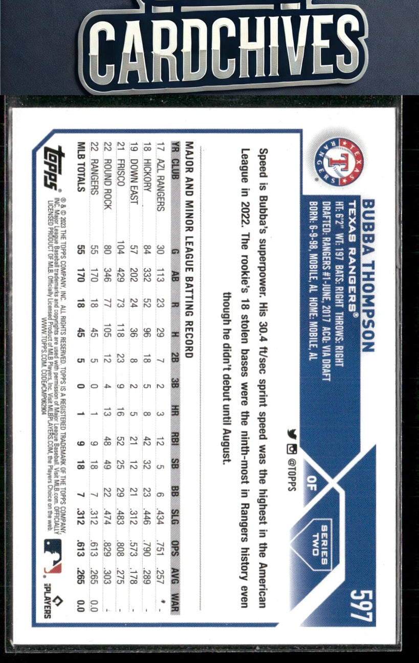 Bubba Thompson 2023 Topps #597 Royal Blue Rookie
