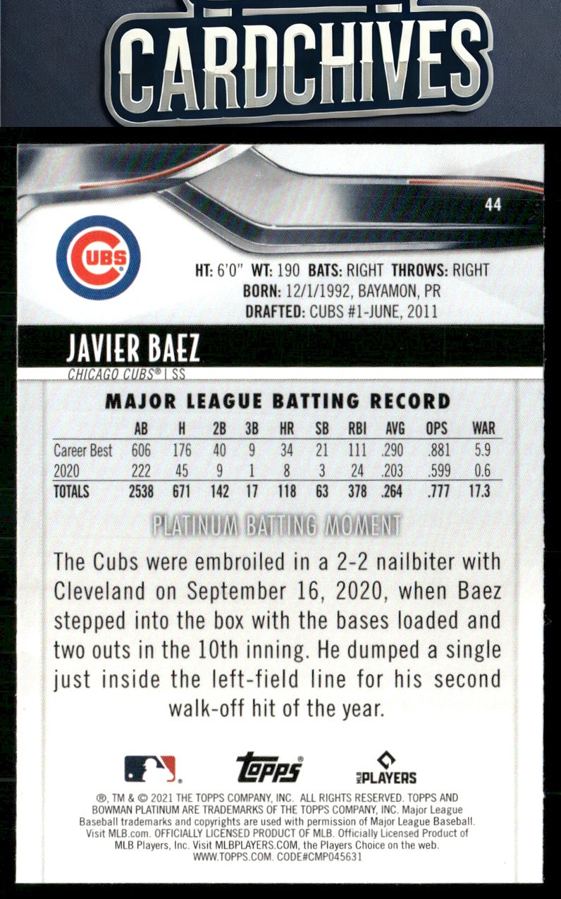 Javier Baez 2021 Bowman Platinum #44