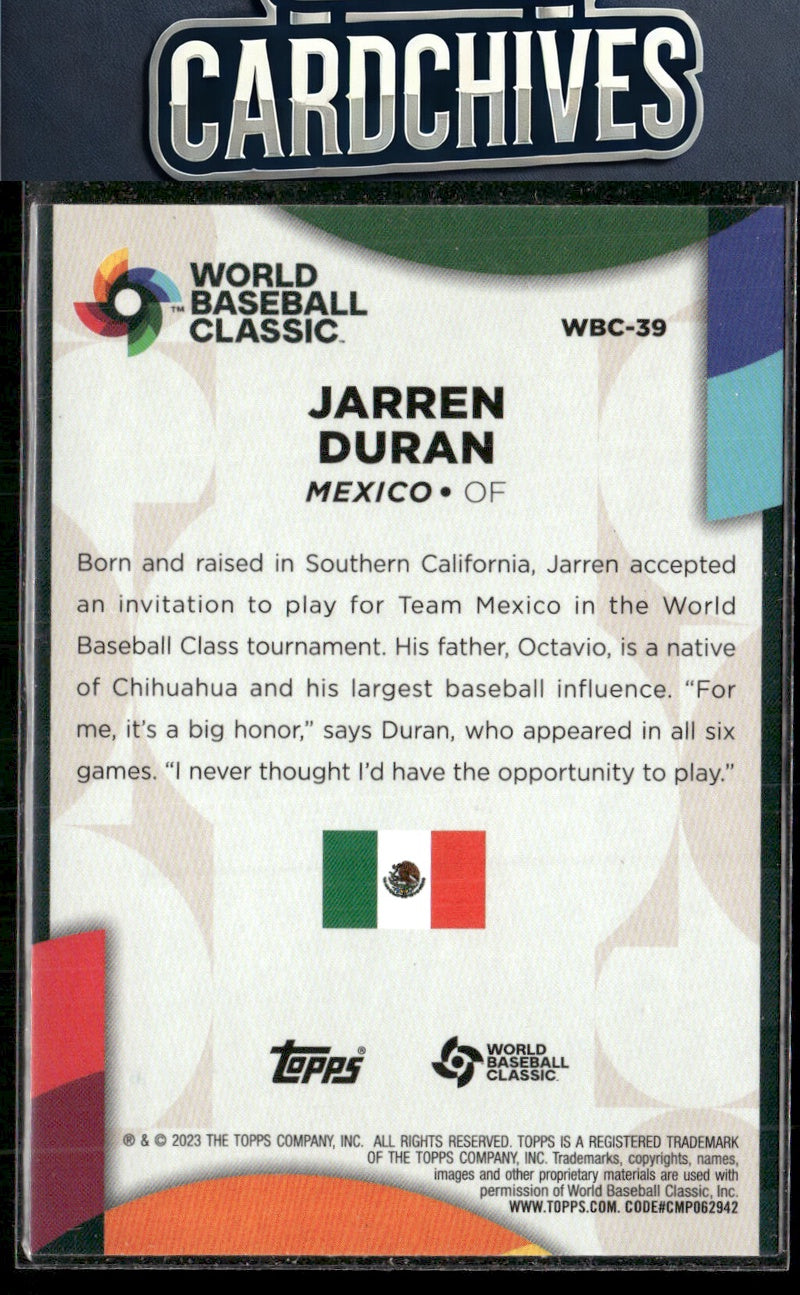 Jarren Duran 2023 Topps #WBC-39 2023 World Baseball Classic Stars