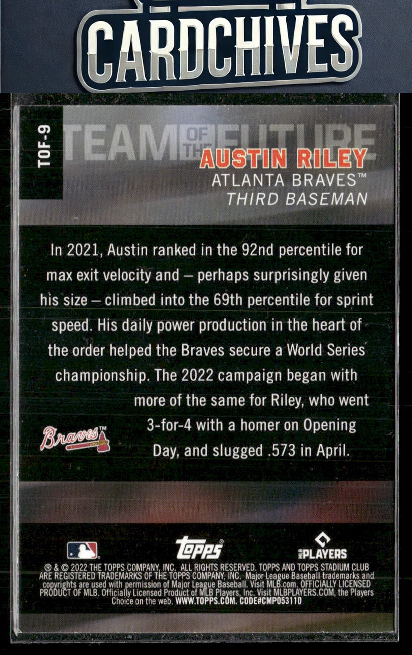 Austin Riley 2022 Stadium Club #TOF-9 Team of the Future