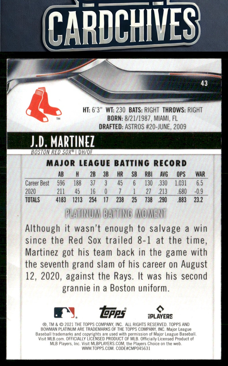 J.D. Martinez 2021 Bowman Platinum #43
