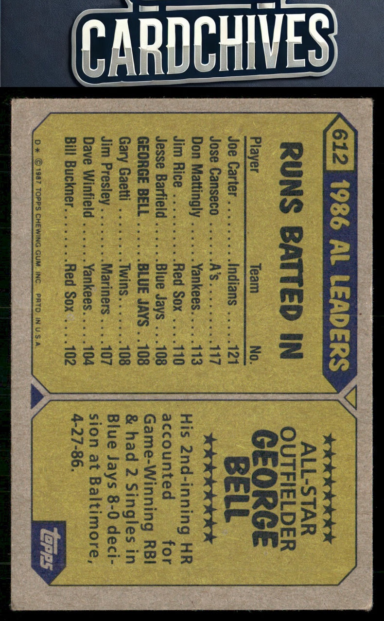 George Bell 1987 Topps #612