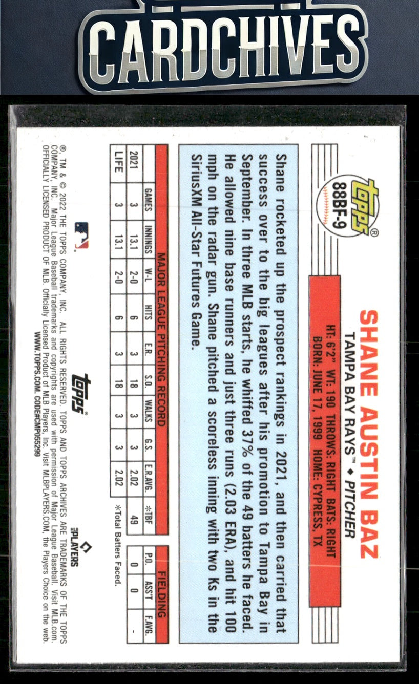 Shane Baz 2022 Topps Archives #88BF-9 1988 Topps Big Foil