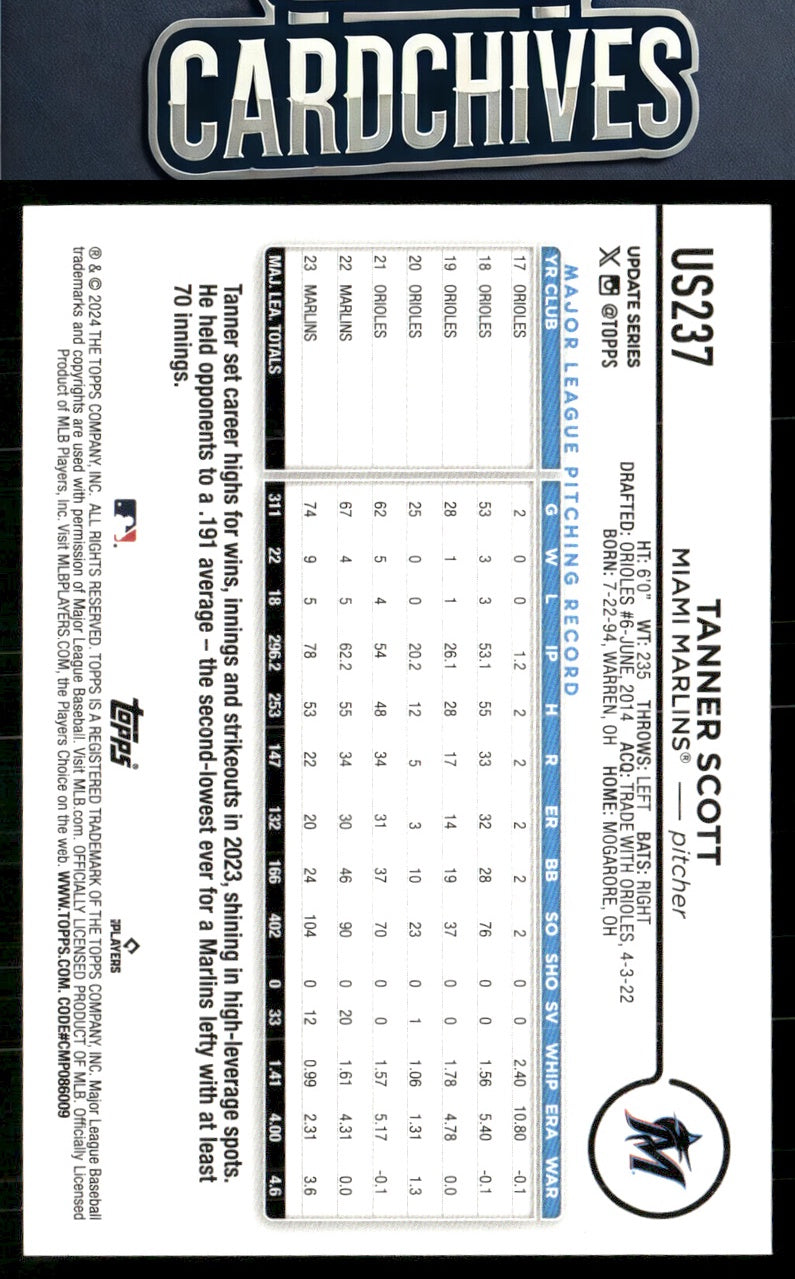 Tanner Scott 2024 Topps Update #US237 Silver Crackle Foilboard