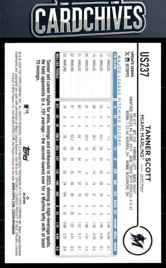 Tanner Scott 2024 Topps Update #US237 Silver Crackle Foilboard
