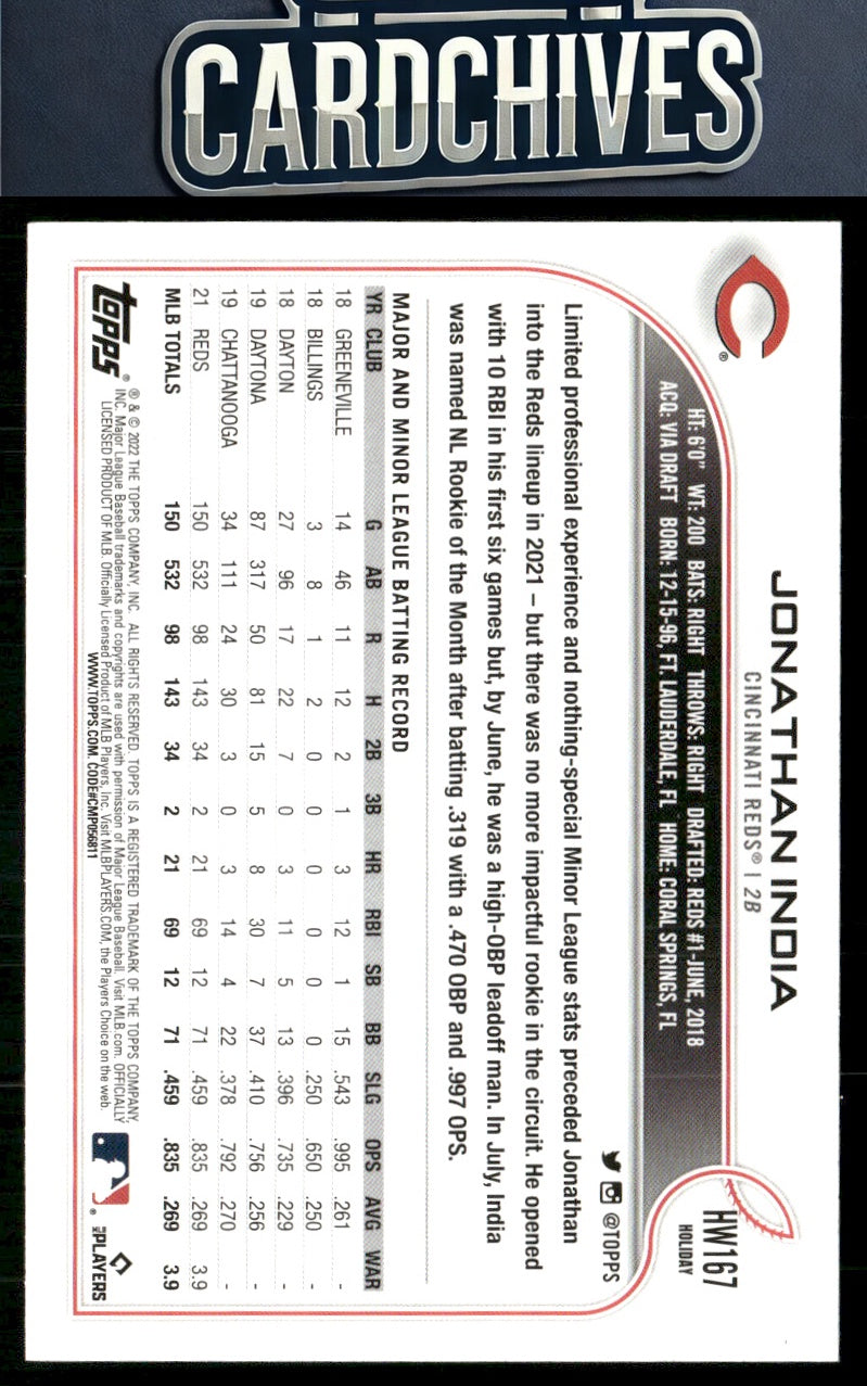 Jonathan India 2022 Topps Holiday #HW167 Metallic