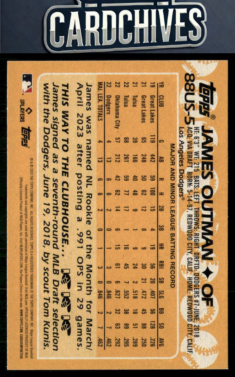 James Outman 2023 Topps Update #88US-5 1988 Topps Baseball 35th Anniversary