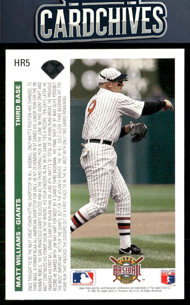 Matt Williams 1992 Upper Deck #HR5 Homerun Heroes
