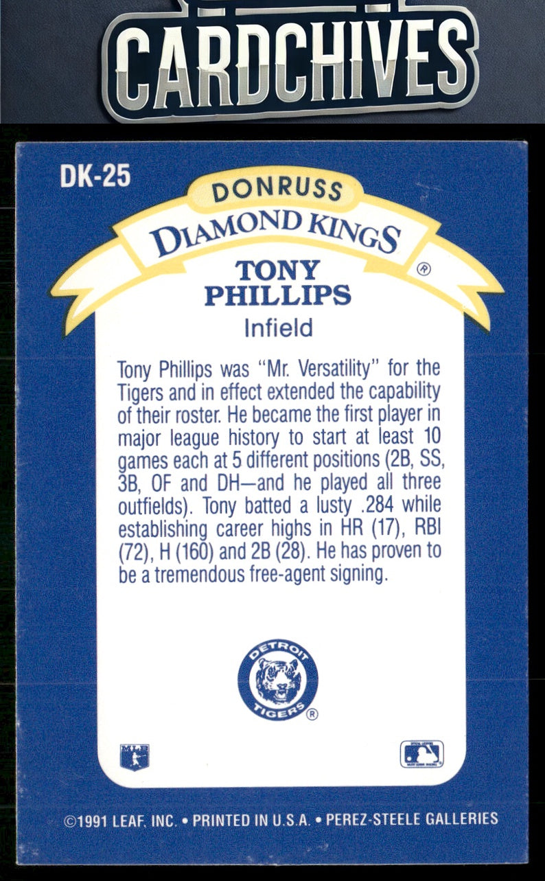 Tony Phillips 1992 Donruss #DK-25 Diamond Kings