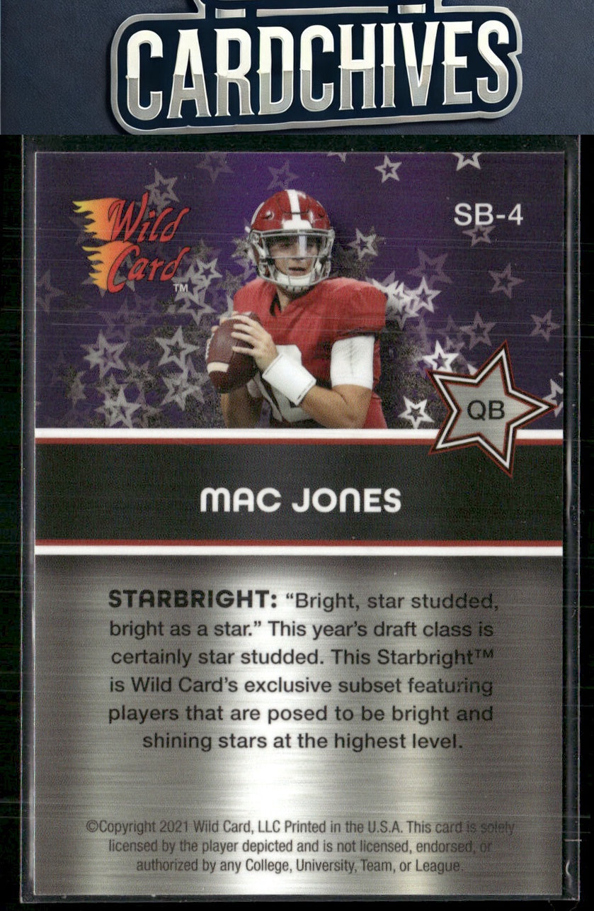Mac Jones 2021 Wild Card Alumination #SB-4 Starbright Purple