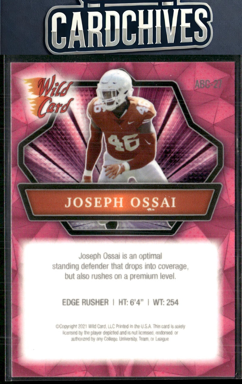 Joseph Ossai 2021 Wild Card Alumination #ABC-27 Red Holo-Lux Crystal Paper