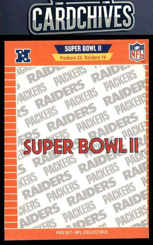 Super Bowl II SBII 1989 Pro Set #II Super Bowl NFL Collectibles