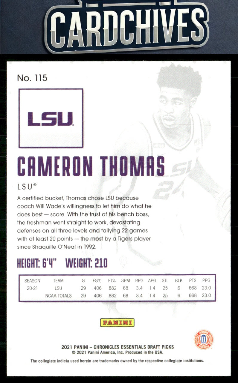 Cameron Thomas 2021 Panini Chronicles Draft Picks #115 Bronze