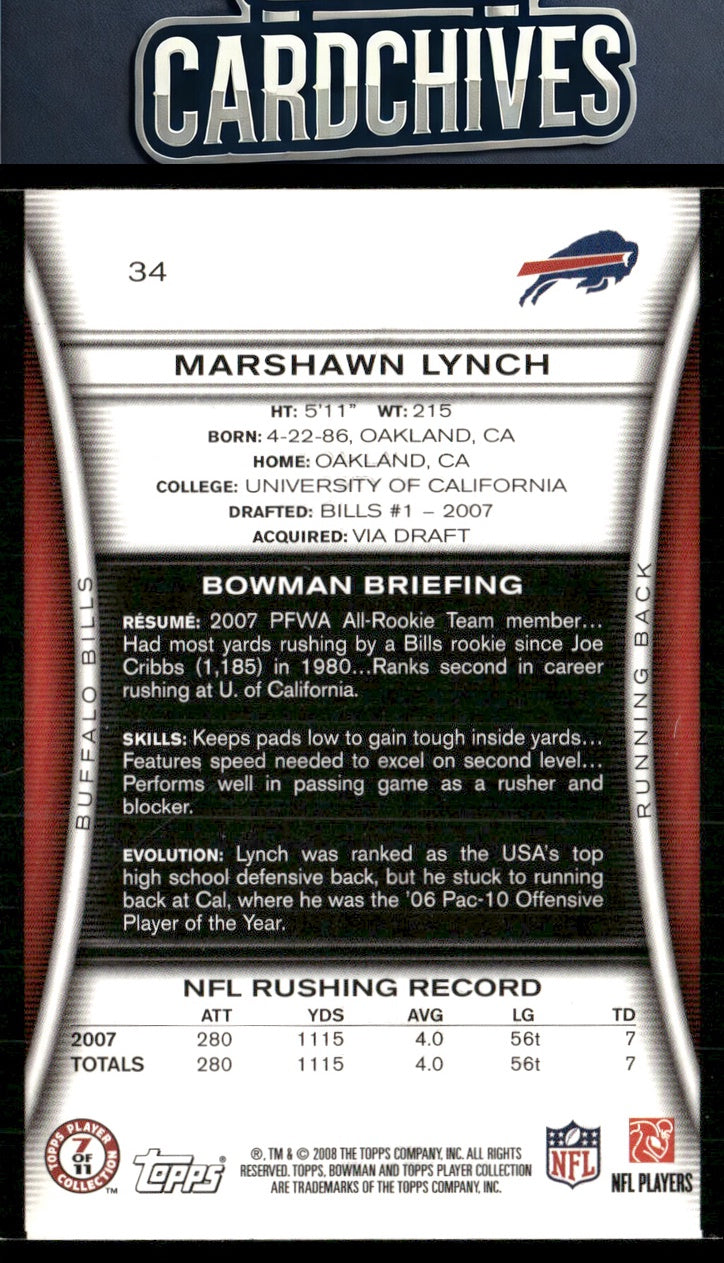 Marshawn Lynch 2008 Bowman #34