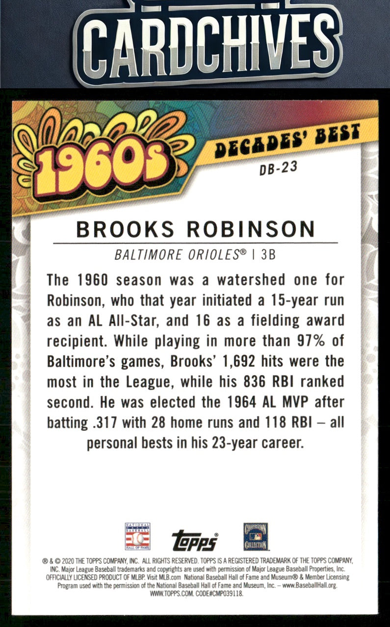 Brooks Robinson 2020 Topps #DB-23 Decades' Best (Series Two)