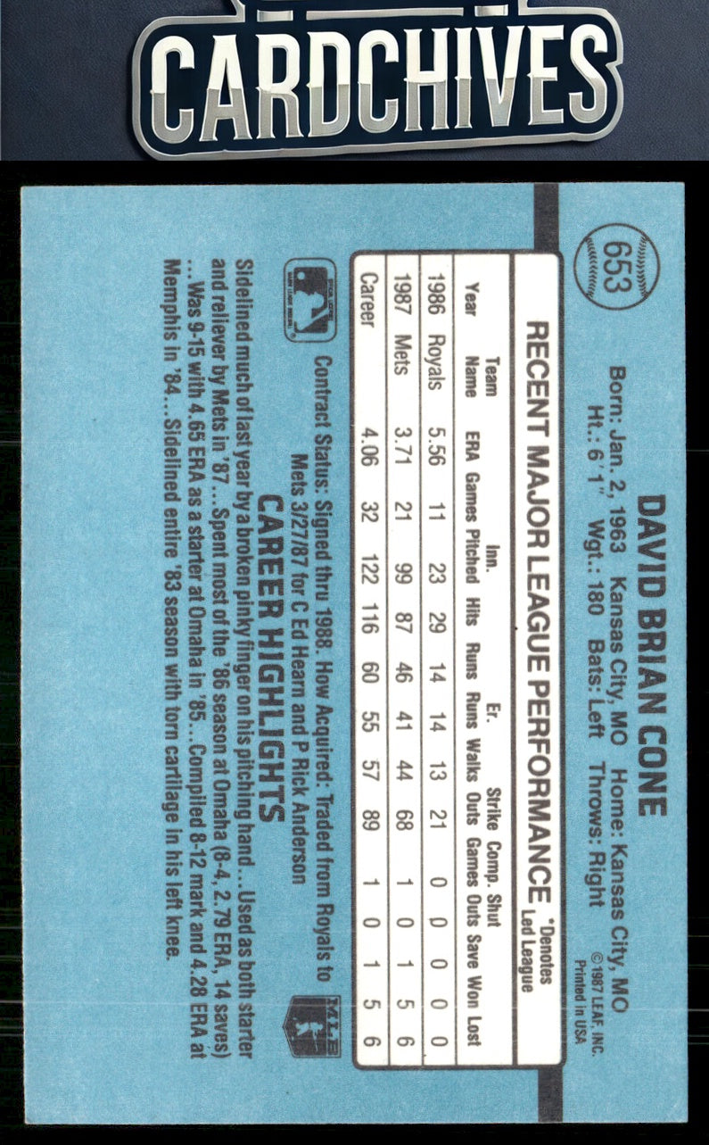 David Cone 1988 Donruss #653c