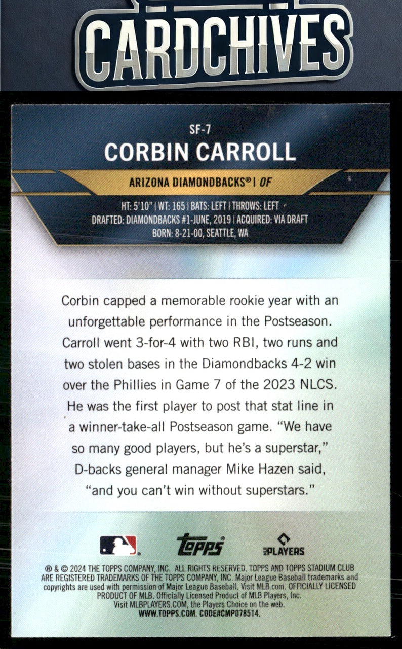 Corbin Carroll 2024 Stadium Club #SF-7 Special Forces