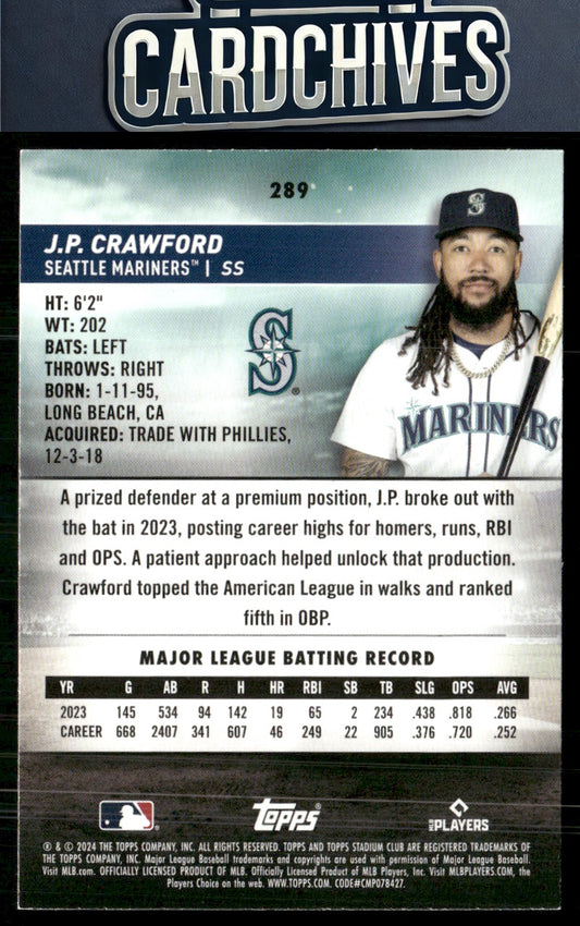 J.P. Crawford 2024 Stadium Club #289 Red Foil