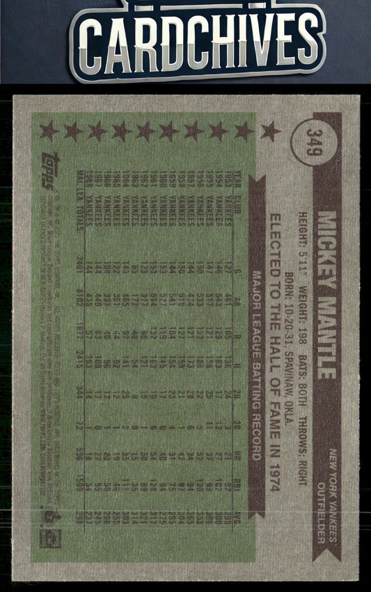 Mickey Mantle 2025 Topps Heritage #349