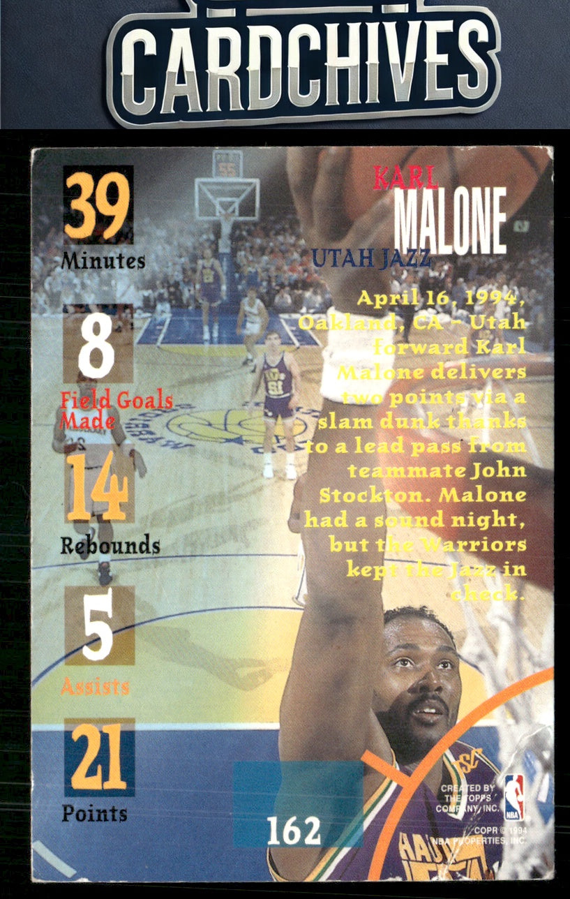 Karl Malone 1994-95 Stadium Club #162 1st Day Issue