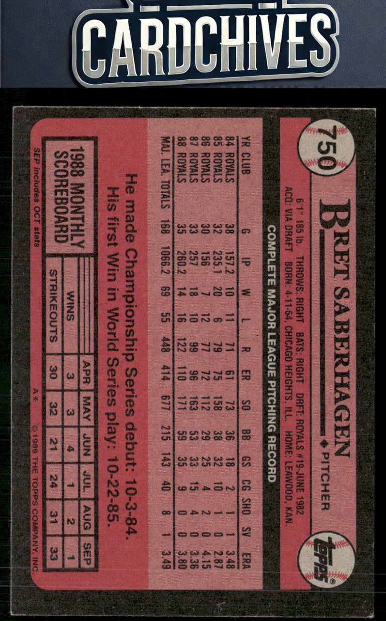 Bret Saberhagen 1989 Topps #750