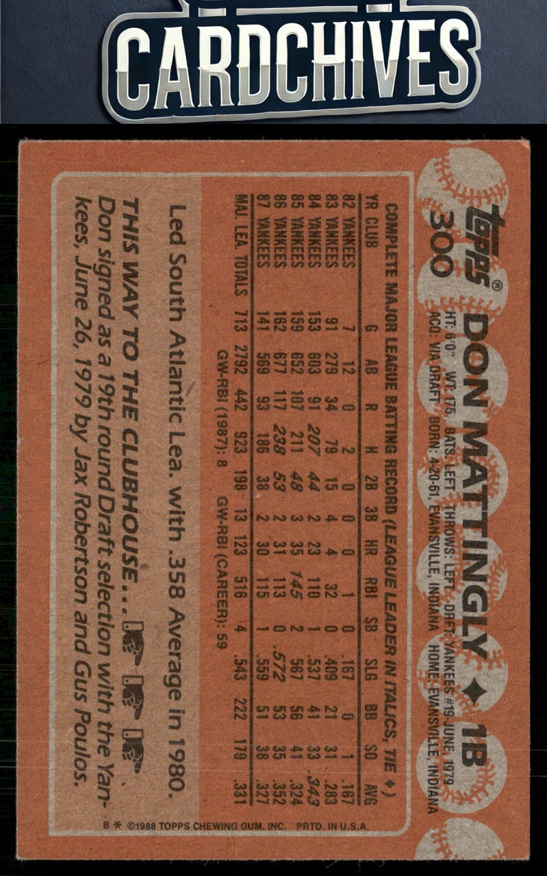 Don Mattingly 1988 Topps #300