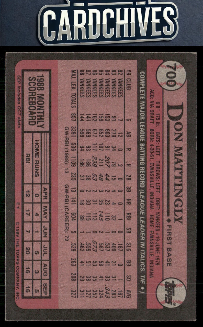 Don Mattingly 1989 Topps #700