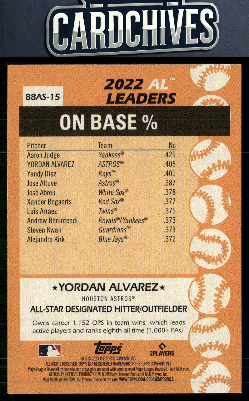 Yordan Alvarez 2023 Topps #88AS-15 1988 Topps Baseball 35th Anniversary All-Star