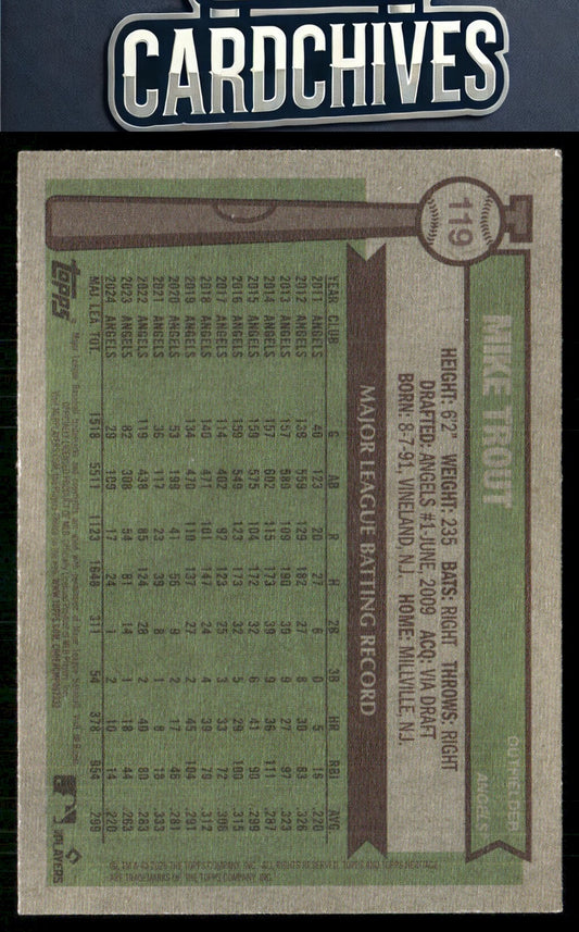Mike Trout 2025 Topps Heritage #119