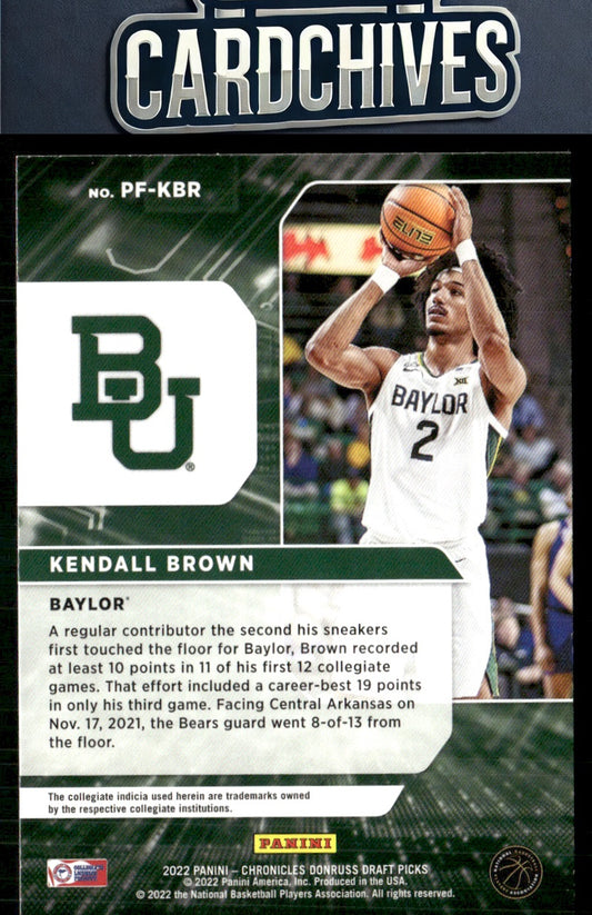 Kendall Brown 2022 Panini Chronicles Draft Picks #PF-KBR Power Formulas Black