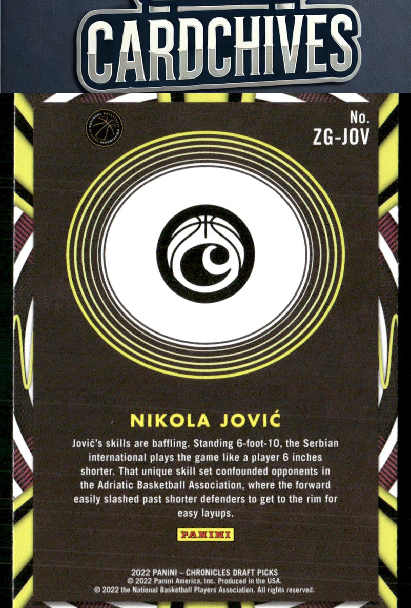 Nikola Jovic 2022 Panini Chronicles Draft Picks #ZG-JOV Gamma Rays