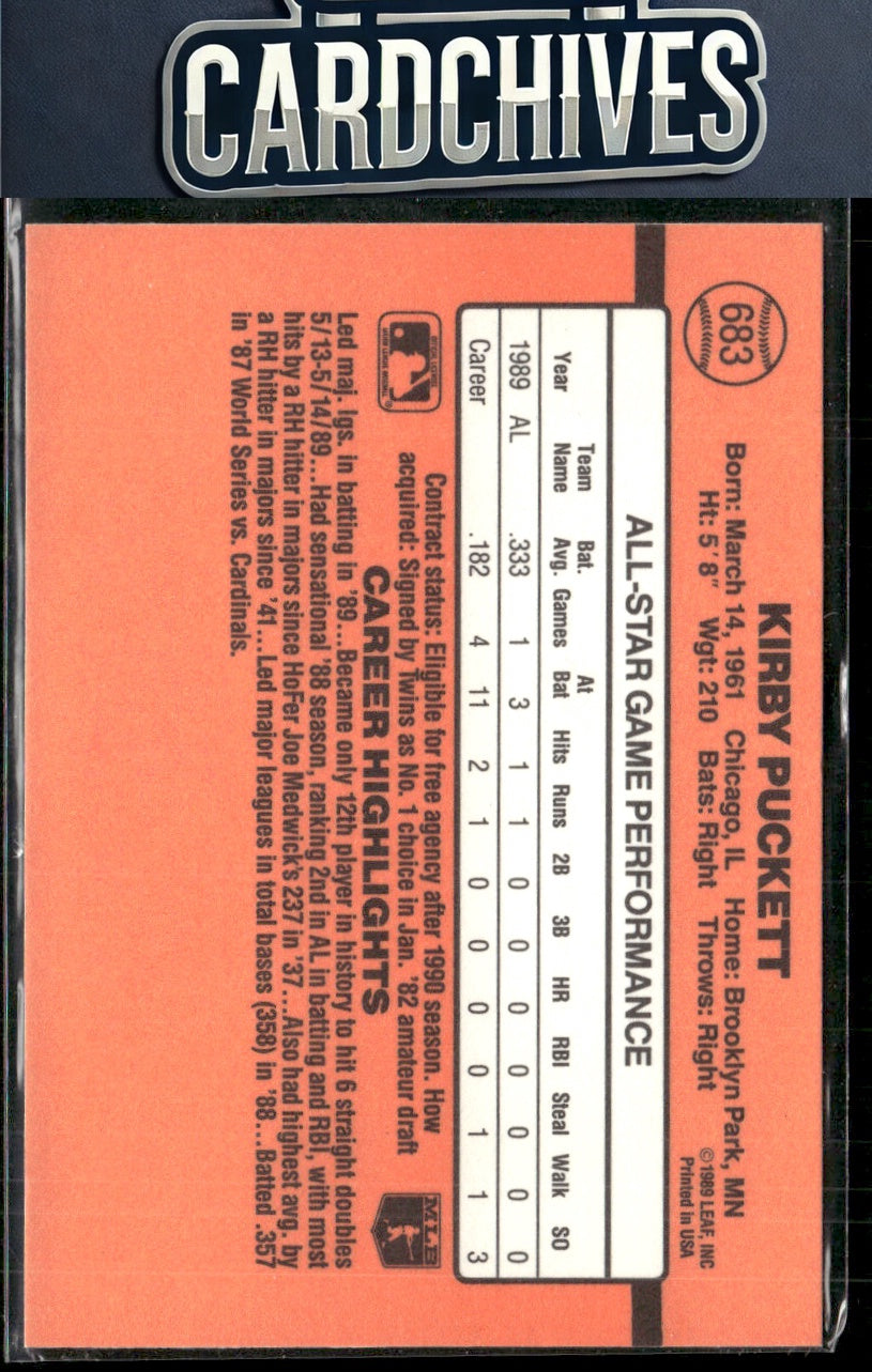 Kirby Puckett 1990 Donruss #683d