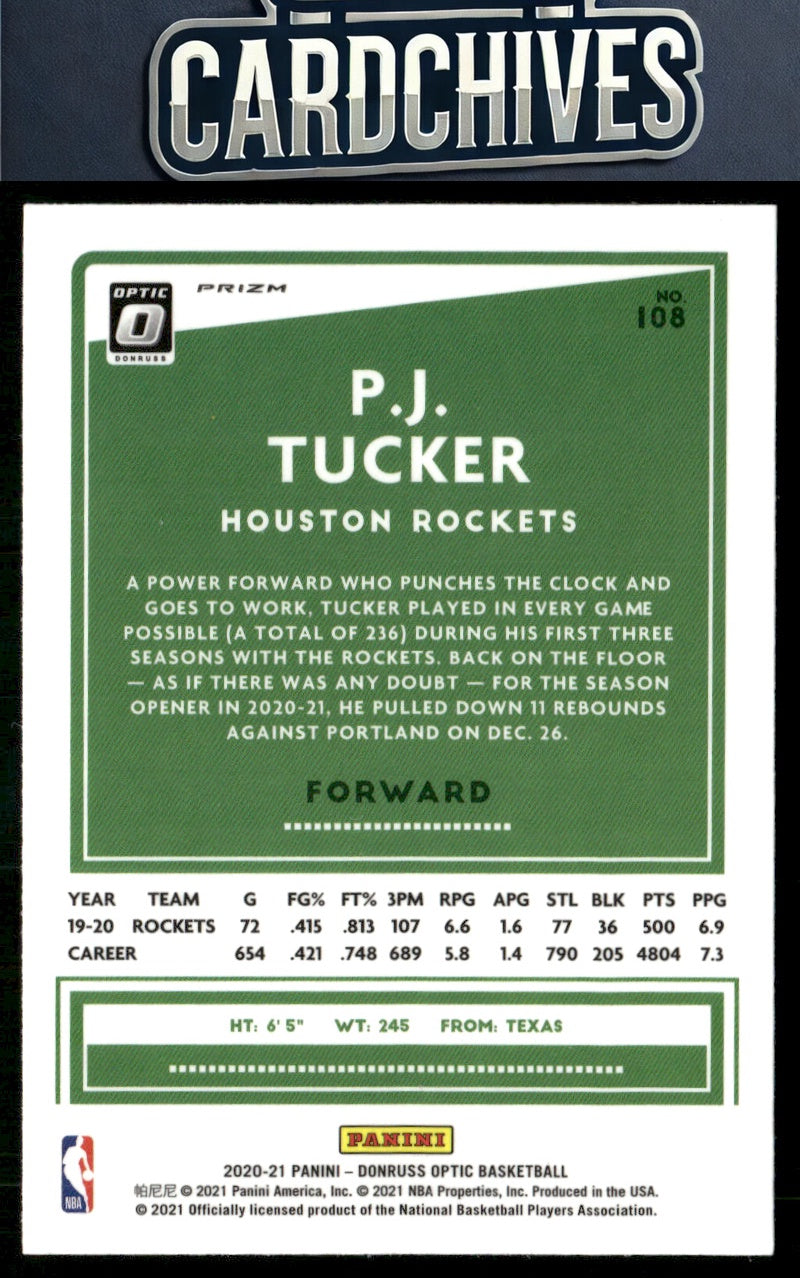 P.J. Tucker 2020-21 Donruss Optic #108 Silver Pulsar