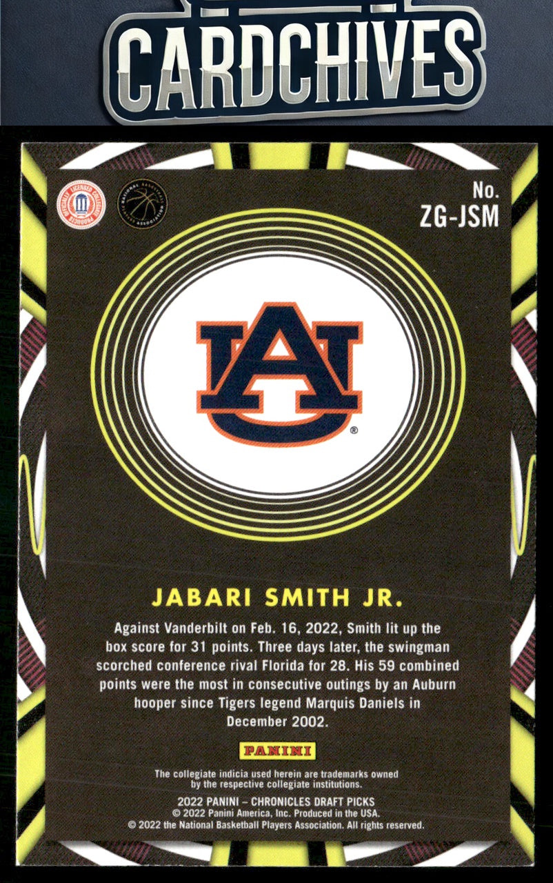 Jabari Smith Jr. 2022 Panini Chronicles Draft Picks #ZG-JSM Gamma Rays Pulsar