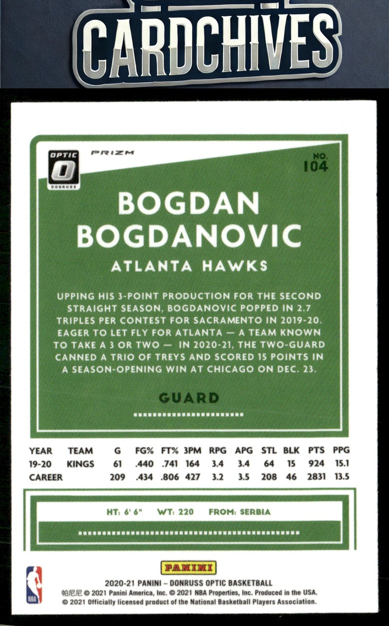 Bogdan Bogdanovic 2020-21 Donruss Optic #104 Silver Pulsar