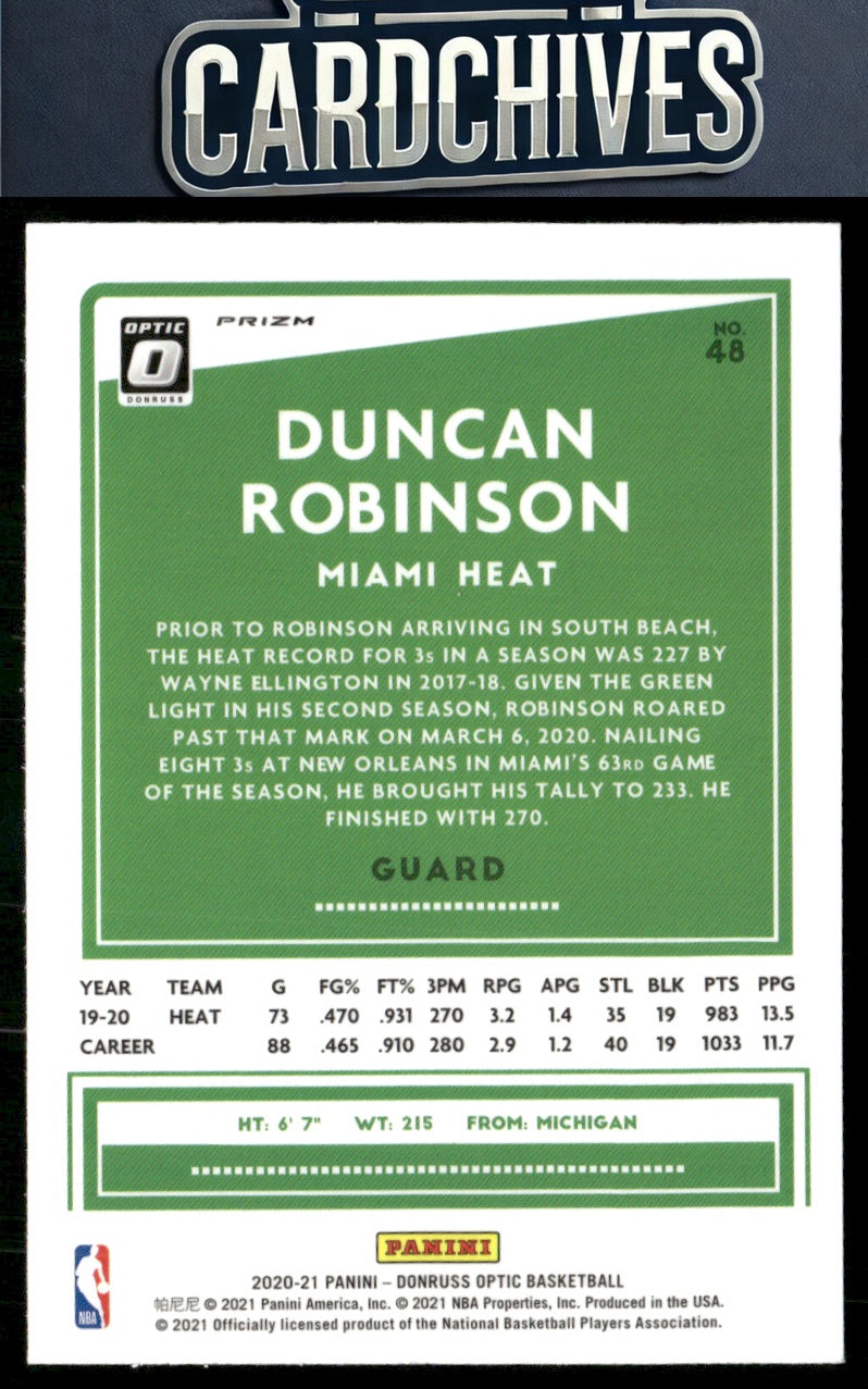 Duncan Robinson 2020-21 Donruss Optic #48 Silver Pulsar
