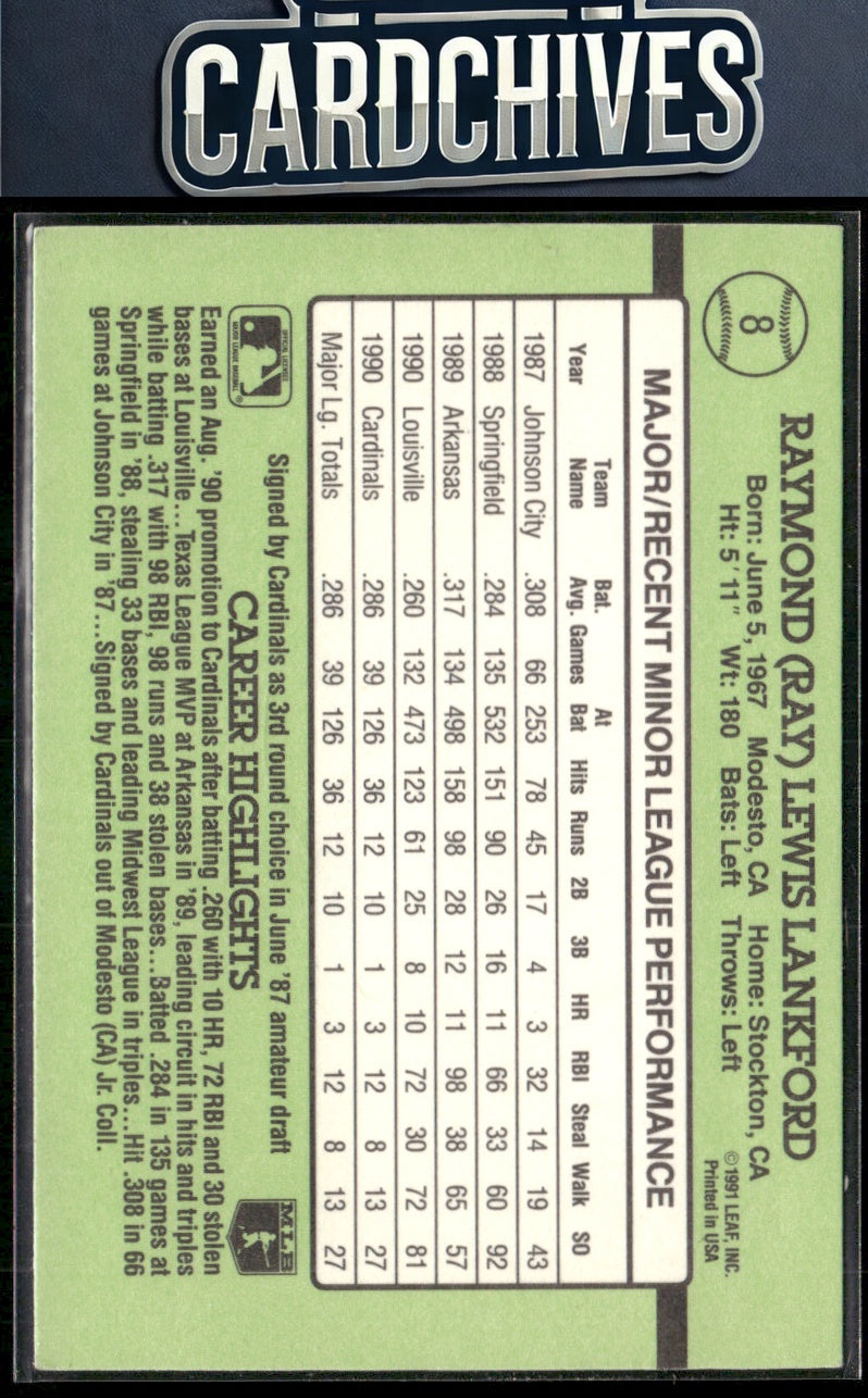 Ray Lankford 1991 Donruss The Rookies #8