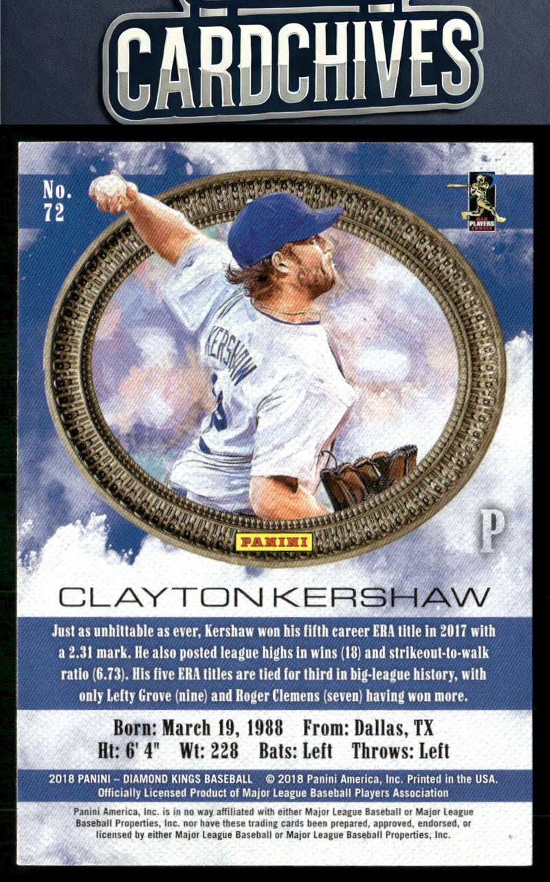 Clayton Kershaw 2018 Panini Diamond Kings #72