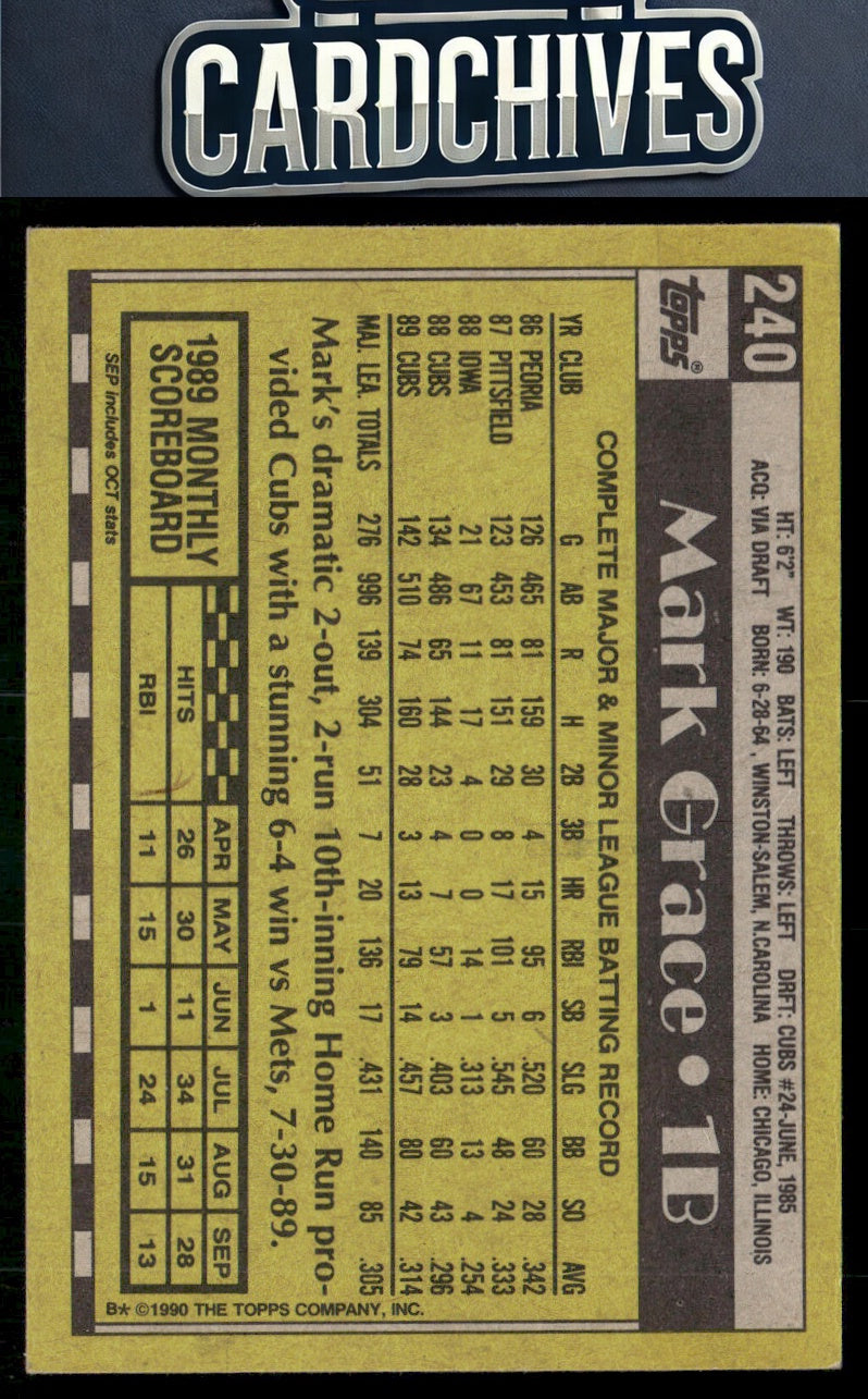Mark Grace 1990 Topps #240