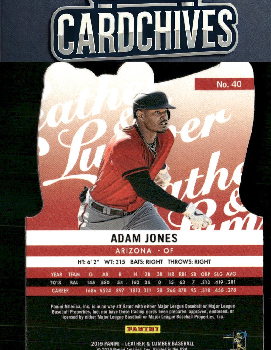Adam Jones 2019 Panini Leather & Lumber #40 Die Cut