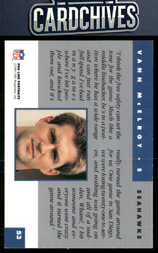 Vann McElroy 1991 Pro Line Portraits #53