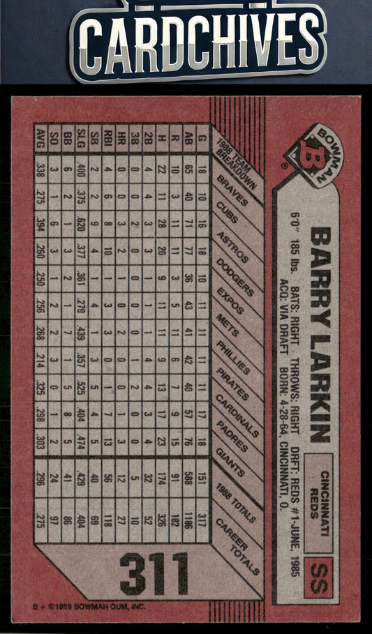 Barry Larkin 1989 Bowman #311