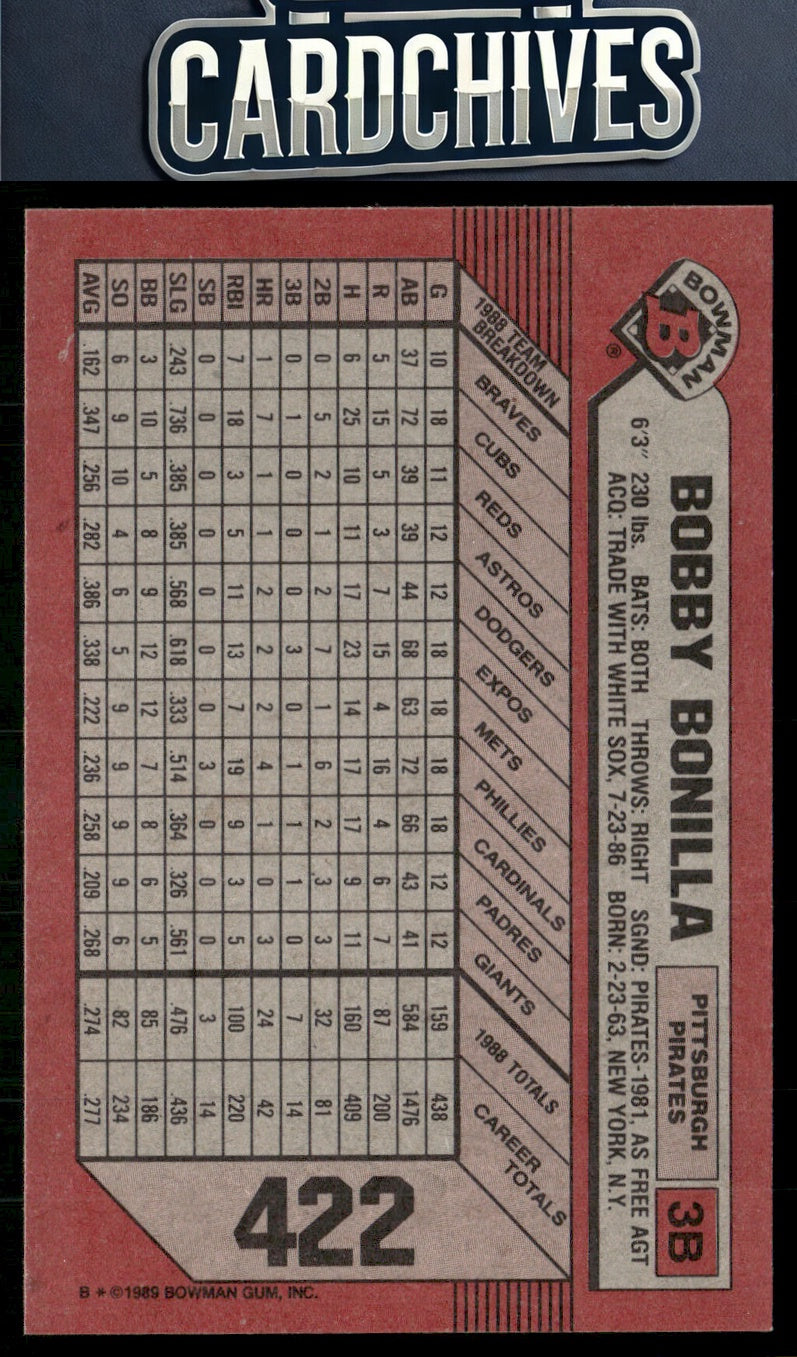 Bobby Bonilla 1989 Bowman #422