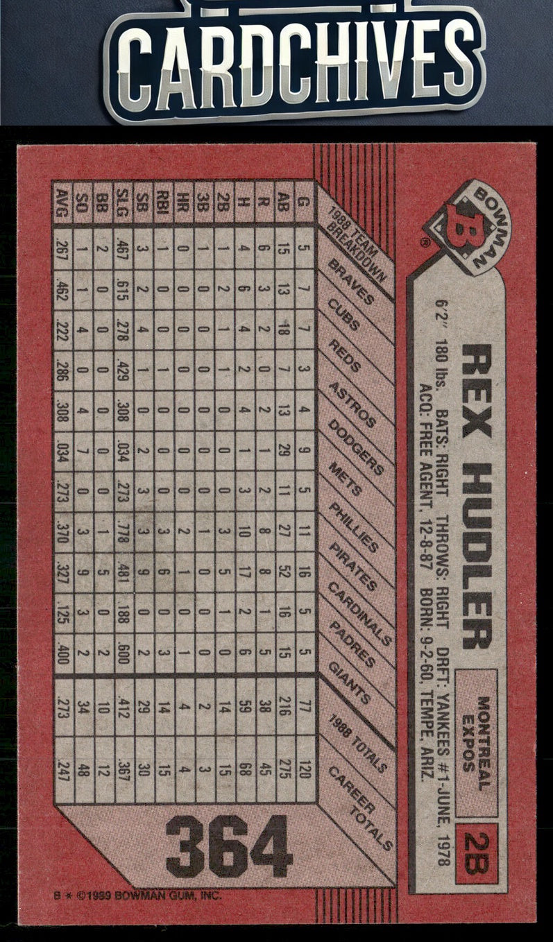 Rex Hudler 1989 Bowman #364