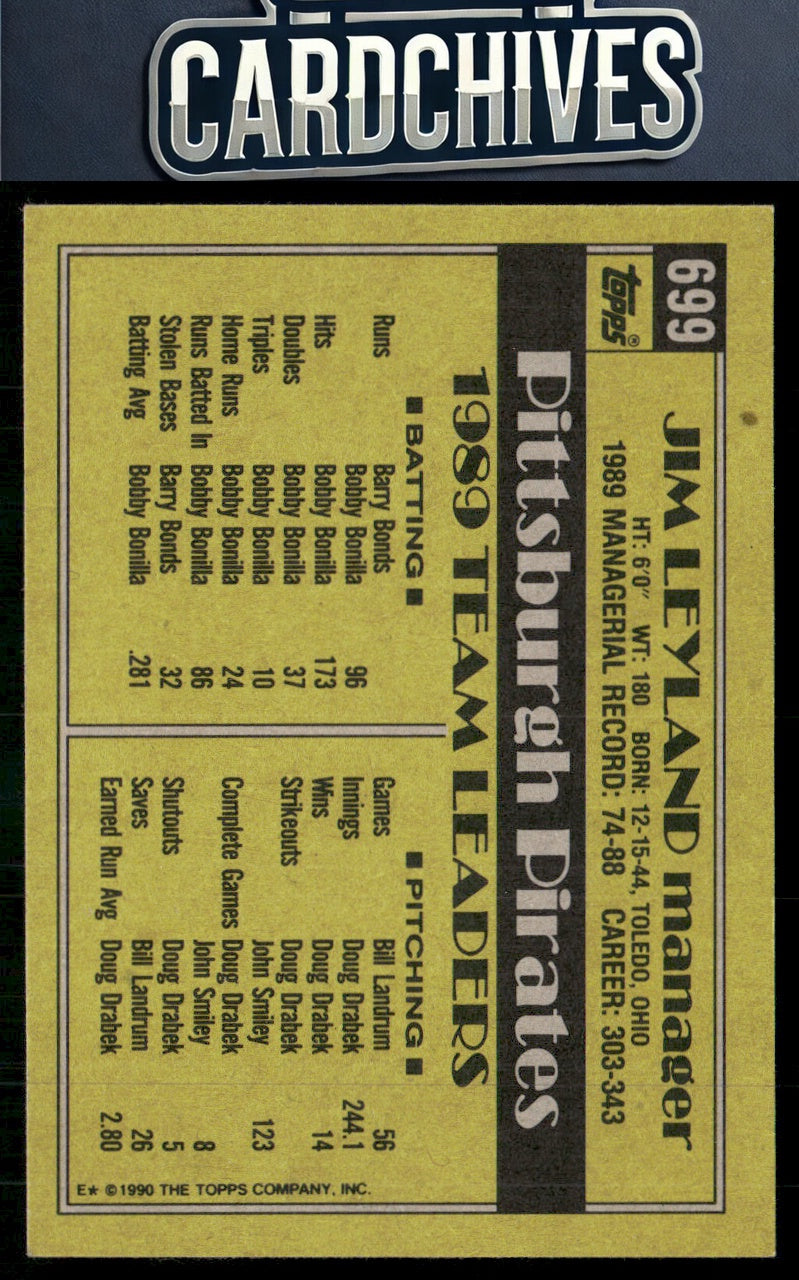 Jim Leyland 1990 Topps #699