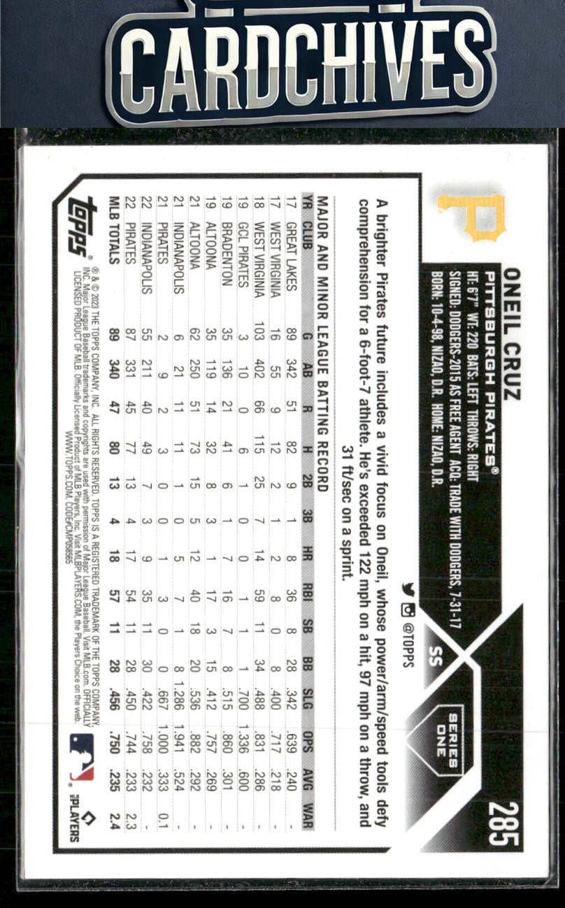 Oneil Cruz 2023 Topps #285 Rainbow Foil
